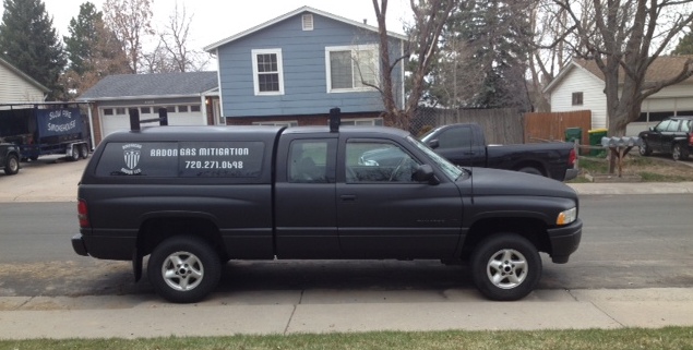 american radon service truck outside house in westminster co