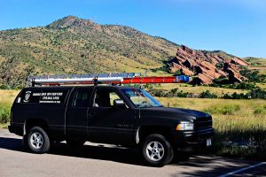 American radon service truck providing radon mitigation in aurora